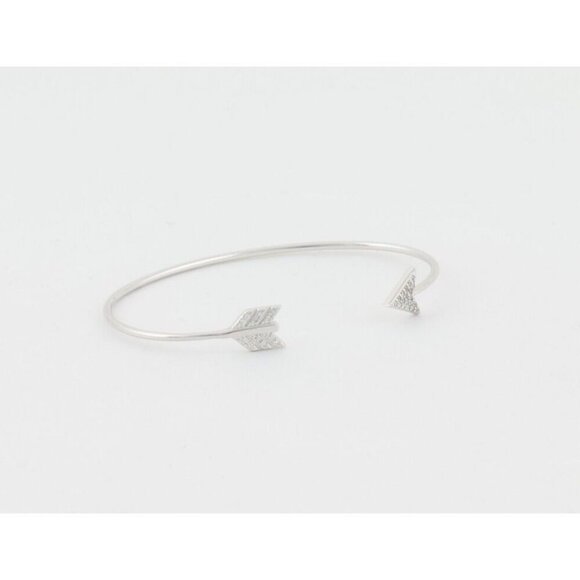 Sterling Silver Arrow Cuff Bangle Bracelet 6 1/2" Adjustable - Picture 5 of 6